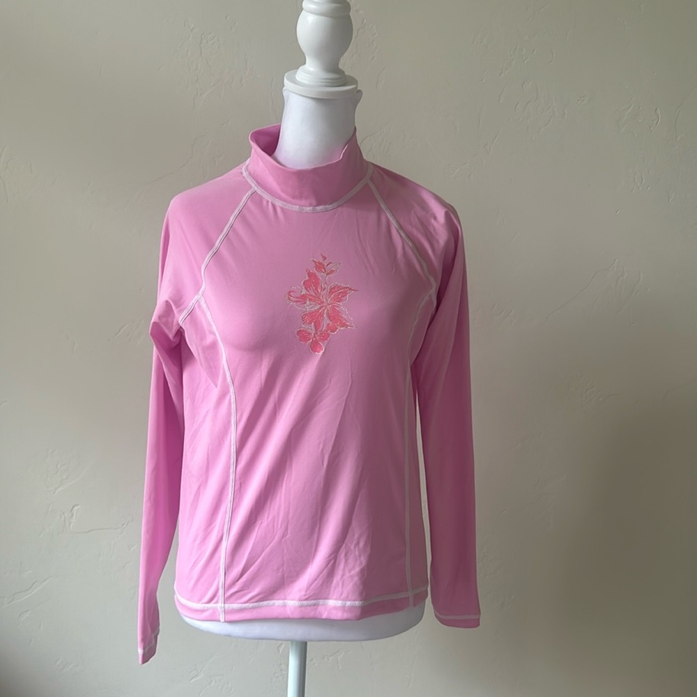 Sun Protection Zone Girls Rashguard/SPF Top. Pink. Never worn. Large
